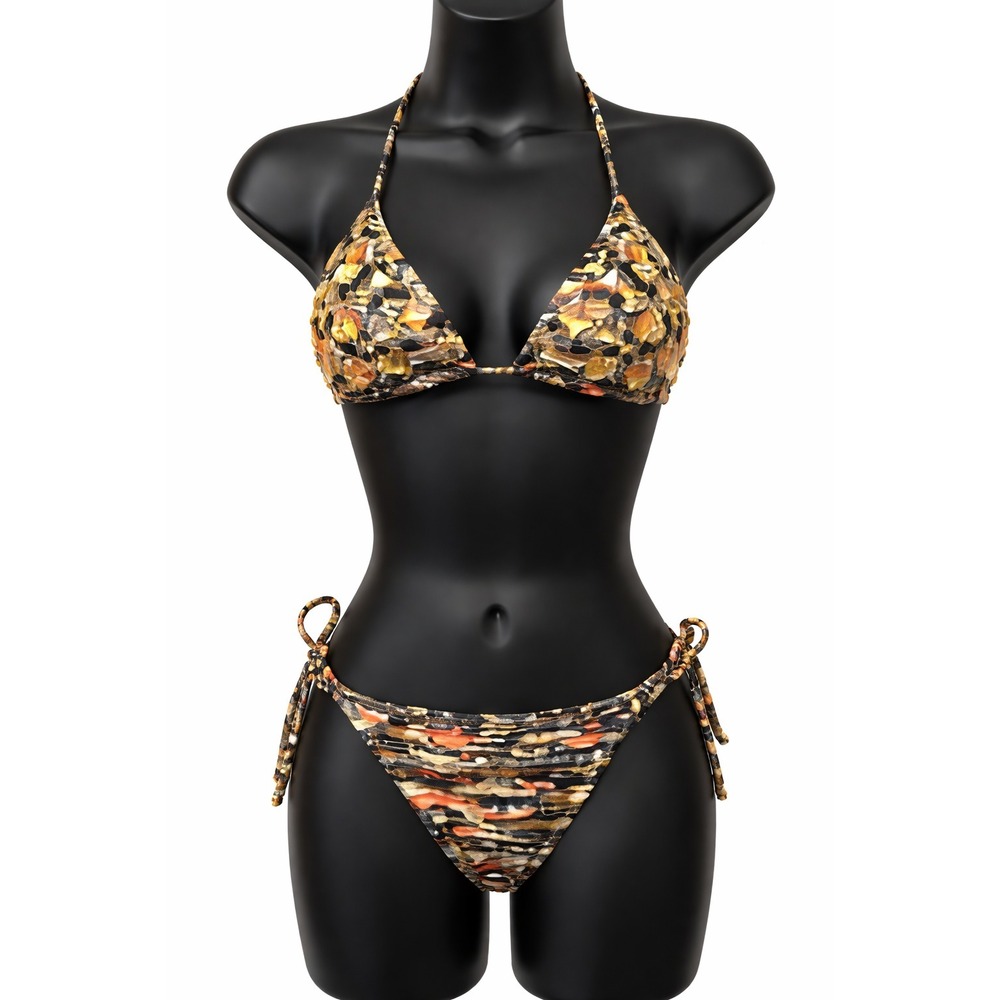 Victoria's Secret Womens Bikini Swimsuit Size S/M Multicolor Beaded Details